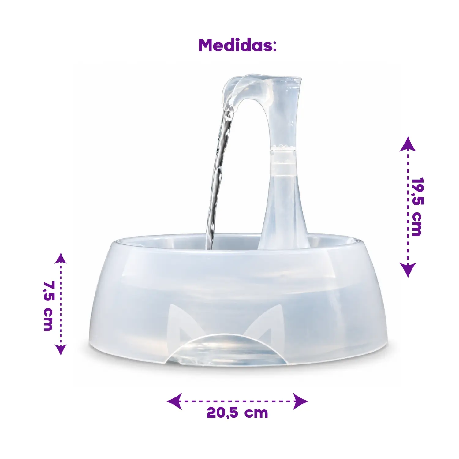 Fonte Bebedouro Aqua Crystal Amicus- medidas